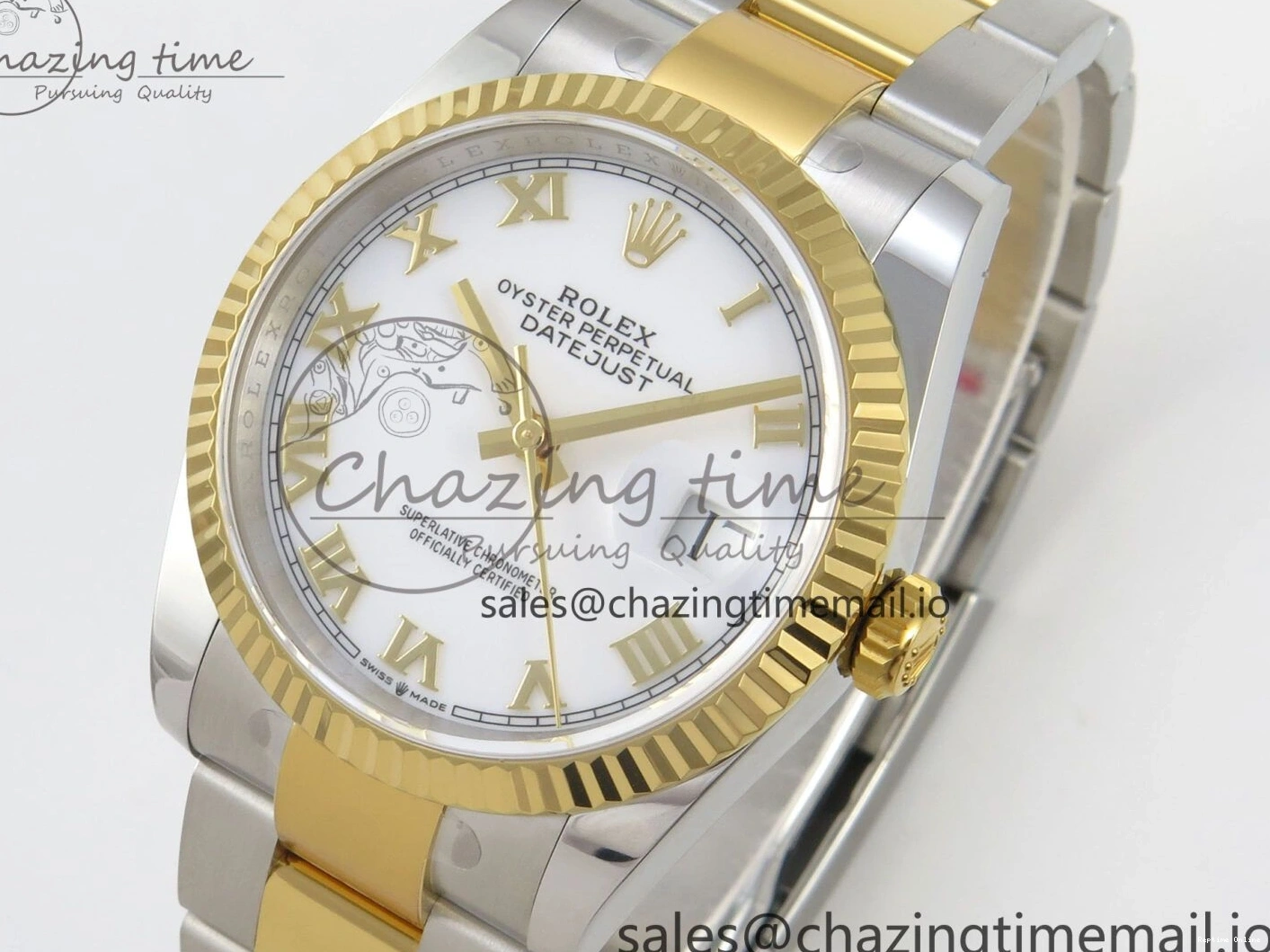 0101 TravelReady DateJust 36 SS YG ARF 1:1 Best Edition 904L Steel White Dial YG Roman on Oyster Bracelet SH 99